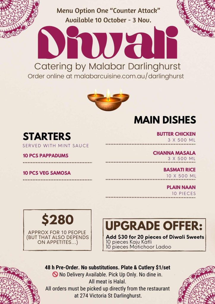 Diwali Catering Indian Restaurant Sydney Malabar Darlinghurst